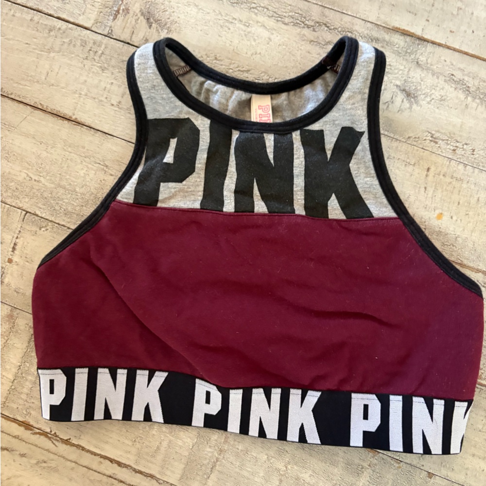 Victoria's Secret Maroon and Black Sports Bra
